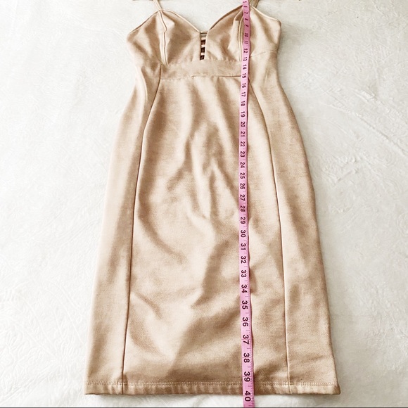 Faux Tan Suede Bodycon Dress - Picture 5 of 10